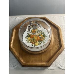 Vintage Goodwood Cheese Board W/Heavy Glass Dome Charcuterie 1970s